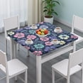 thumbnail image 3 of Pioneer Flower Floral Print Pattern Square Fitted Tablecloth with Elastic Edge,Square Table Cover,Washable Elastic Table Cover for Home Kitchen Party Decor 34"x34", 3 of 6