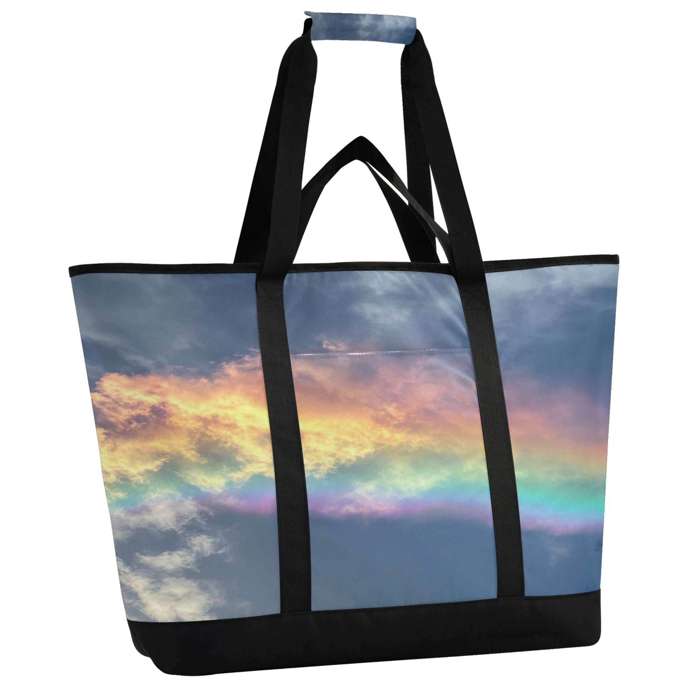 Large Hand-held Ice Pack Picnic Bag Insulation and Refrigeration Suitable for Shopping Picnics and Camping Colorful Rainbow