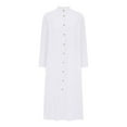thumbnail image 4 of Herrnalise Women's V-neck Button Dress Loose bell Long Sleeve Solid Color Long Dresses S-2XL, 4 of 6