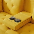 thumbnail image 7 of Convertible Sofa Bed, 75 Inch Linen Fabric Tufted Upholstered Accent Sofa Loveseat with Adjustable Back and Sturdy Legs, Folding Futon Sofa Bed Sleeper Couch Daybed for Living Room Bedroom, Yellow, 7 of 7
