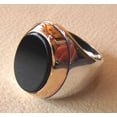 thumbnail image 5 of Black Onyx Mans Ring, Natural Flat Black Onyx Ring, Two Tone Silver Jewelry, 925 Silver Ring, Birthday Gift, Heavy Mens Ring, Arabic Design, Ottoman Style Ring, Christmas, Turkey Mens Signet Ring, 5 of 6