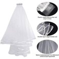 thumbnail image 2 of Short Wedding Veil 2 Layers With Comb Bridal Veil Embroidered Ribbon Vintage Cathedral Wedding Bridal Veil Ideal For Ornamental Wear Wedding Parties Banqu, 2 of 5