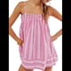 thumbnail image 1 of Conjunto de 2 Piezas de Pijama para Mujer, con Top Corto Sin Mangas con Dobladillo Fluido y Rayas Y2K + Pantalones Cortos de Cintura Alta. Rosa S, 1 of 6