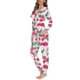 thumbnail image 2 of SCRAWLGOD Cherry Women's Pajamas Long Sleeve Pjs for Women Lounge Set Fall Clothing Crewneck Women Nightwear Pajama Sets Size XL Elastic 2 Pj Sets for Woman, 2 of 6