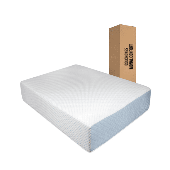 Colchón Queenl en Caja de Memory Foam 30 cm de grueso Sky Blue.