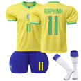 thumbnail image 1 of Garçons Filles Brésil Domicile NETMAR JR.10# RAPHINH 11# Ensemble de Maillot de Soccer Maillot de Soccer pour Enfants, 1 of 2