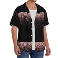 thumbnail image 4 of Xecao offers the Rose Gold Glitter1 for Men's Casual Short-sleeved Shirt, a button-up collared shirt with a pocket, perfect for beach vacations and yacht travel in the Large size., 4 of 7