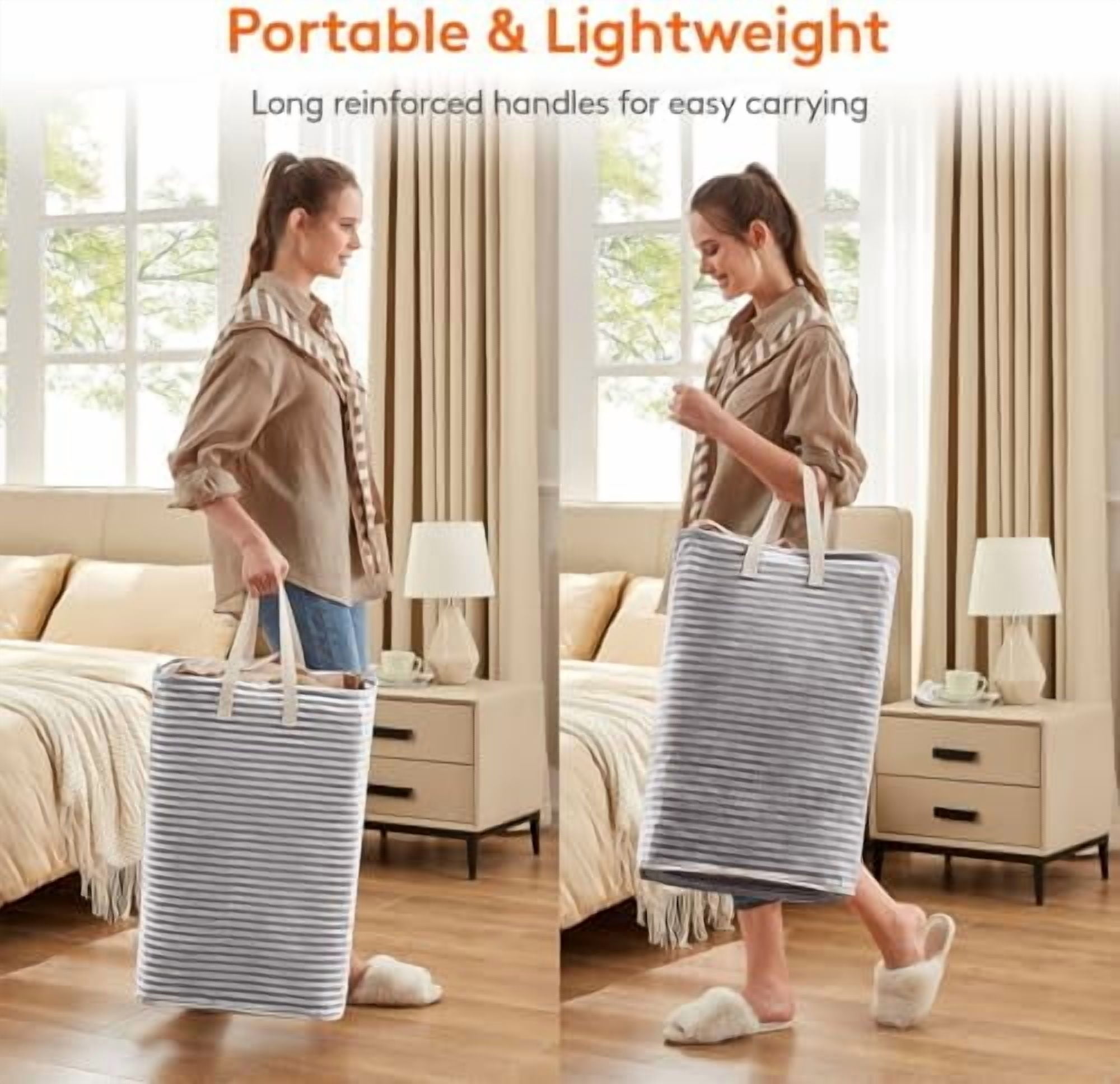 3 Pack Laundry Hamper Large Collapsible Laundry Baskets, Freestanding Waterproof Clothes Hamper with Easy Carry Handles in Laundry Room Bedroom Bathroom College Dorm, Black, 3 x 80L Black,3 x 80L