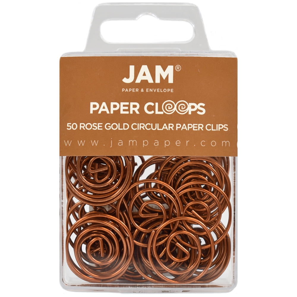 JAM Round Paper Clips, Rose Gold Paperclips, 50/Pack