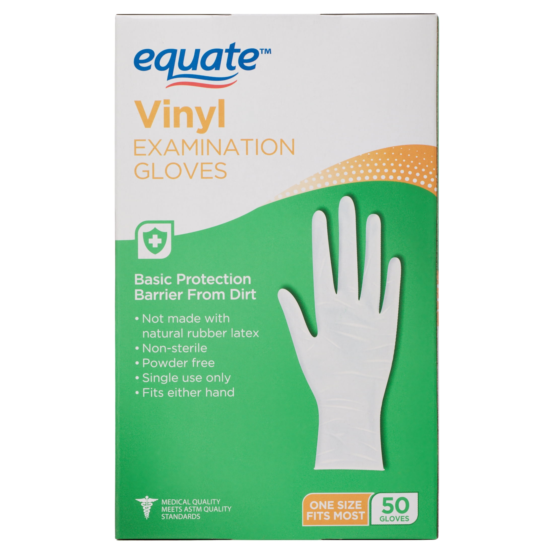 Equate Vinyl Examination Gloves, 50 Count