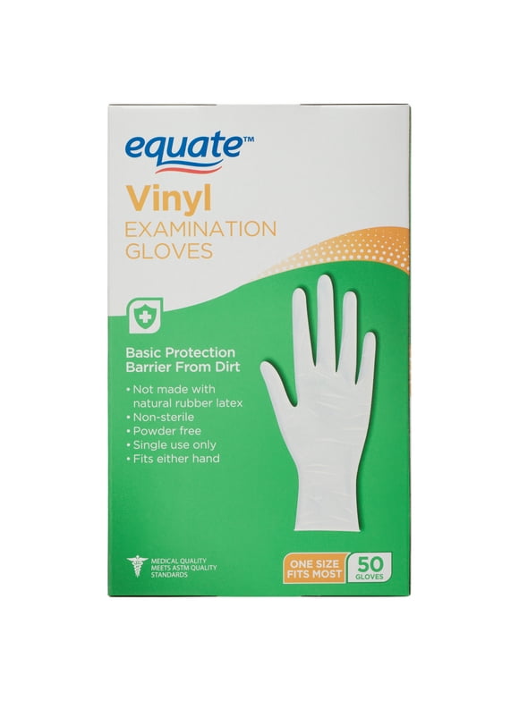 Equate Vinyl Examination Gloves, 50 Count
