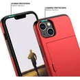 thumbnail image 4 of KOMI for iPhone 13 Case with Card Holder[Store 5 Cards] Dual Layer Heavy Duty Shockproof iPhone 13 Wallet Case with Hidden Card Slot Large Storage Case for iPhone 13 (Red), 4 of 7