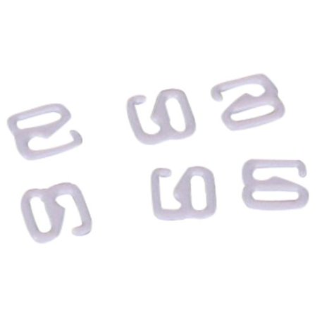 

Porcelynne White Nylon Coated Metal Replacement Bra Strap Slide Hook - 1/4 (8mm) Opening - 100 Pairs (200 Pieces)