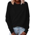 thumbnail image 2 of Teissuly Fashion Women Casual Solid Long Sleeve Pullover Plush Sweatshirt Tops, 2 of 5