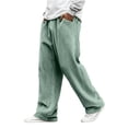 thumbnail image 2 of Dresfit Corduroy Pants Men Baggy Wide Leg Sweatpants Textured Solid Travel Slacks Summer Spring Drawstring Loose Fit Lightweight Big and Tall Trousers Light Green 4XL, 2 of 6