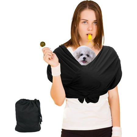 Hgudesign Dog Carriers Sling for Small Dogs  Double Shoulder Dog Front Pack Hands Free Wrap Carrier with Storage Bag Soft Baby Pet Holder for Chest Reduce Back Discomfort