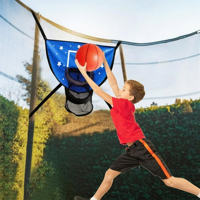 BotaniNest Trampoline Basketball Hoop Goal Kit Trampoline Basketball Attachment With Enclosure 1 Mini And 1 For Kids Adults Indoor Outdoor Play Game Easy To Install