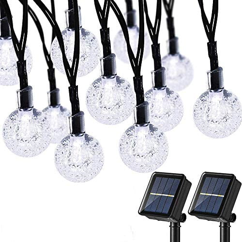 Brizled Cool White Solar Globe String Lights 21 33ft 30 Led Outdoor Solar Lights Waterproof 8 Modes Crystal Ball String Lights For Yard Patio Garden Wedding Pergola Gazebo Bistro Party 2 Pack