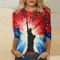 thumbnail image 2 of Summer Clean Plus Size Tee Shirts For Women Round Neck 3/4 Length Sleeve Tops Classic Independence Day Patriotic Tee Shirts Loose Fit Tunic Blouses Office Work Clothes 2025, 2 of 5