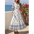 thumbnail image 3 of PRETTYGARDEN Womens Summer Boho Maxi Dress Trendy Short Sleeve V Neck Flowy Beach Floral Dresses with Pockets, 3 of 8