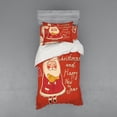 thumbnail image 2 of Ambesonne Christmas Bedding Set 4 Pcs, Santa and Yellow Bird, Queen, Ivory Orange, 2 of 3
