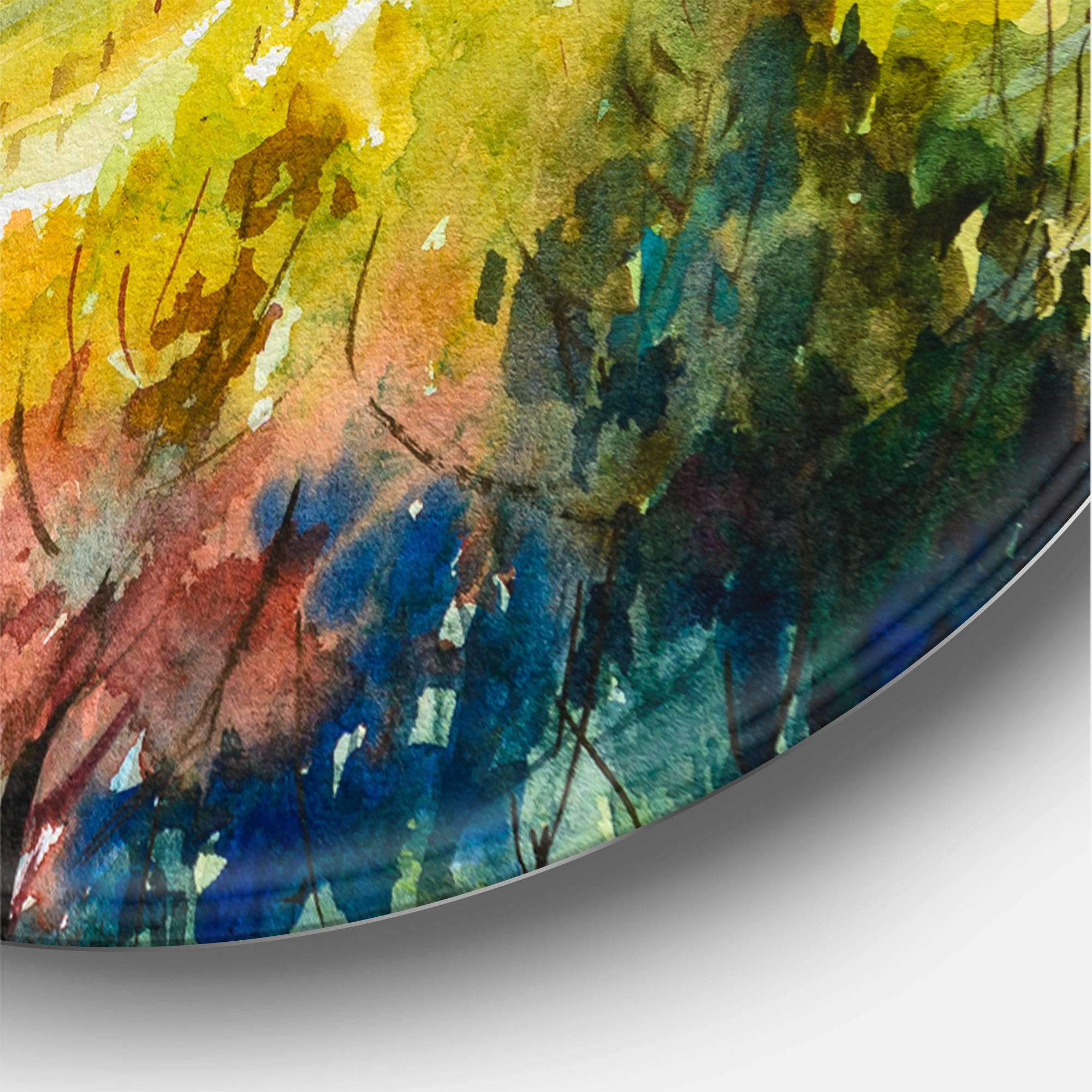 Designart 'Autumn Rural Landscape' Country Circle Metal Wall Art 36x36 - Disc of 36