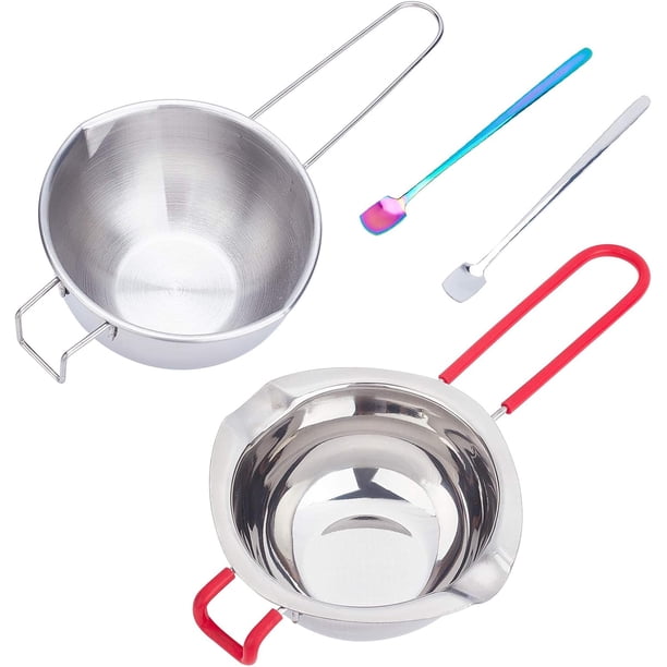 Kit de olla para baño maría, 2 piezas de acero inoxidable para derretir mantequilla, chocolate, dulces, mantequilla, queso, velas, jabón y cera (13.5 oz)