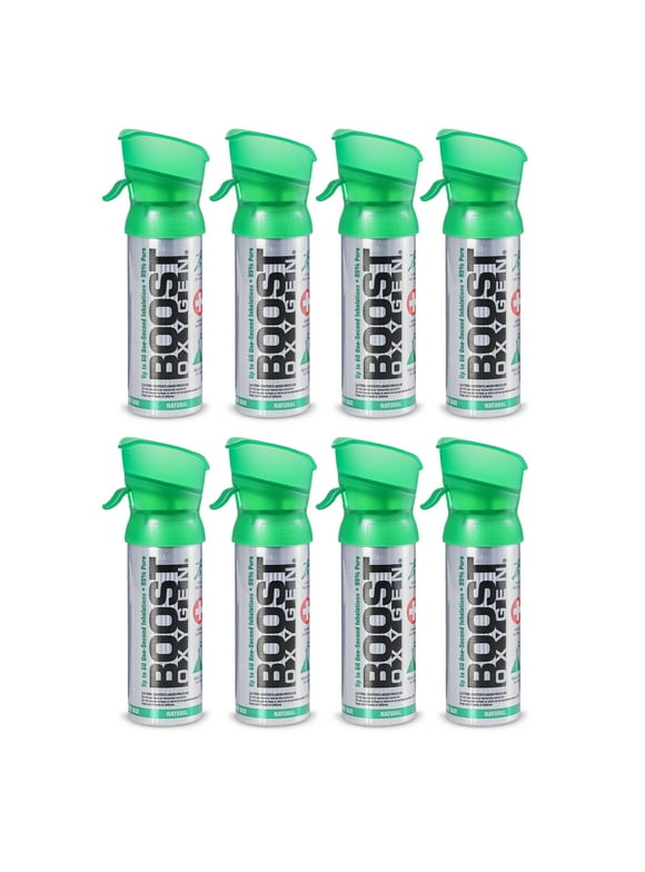 Boost Oxygen 3 Liter Canned Oxygen Bottle w/Mouthpiece, Natural (8 Pack)
