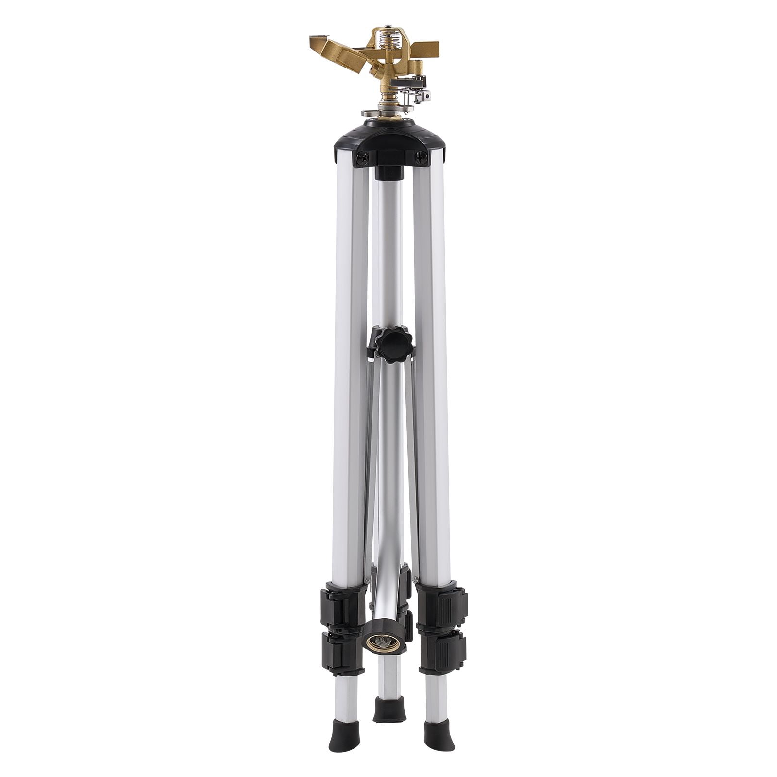 VEVOR Impact Sprinkler on Tripod Base, Heavy Duty Tripod Sprinklers with Brass Head & 3/4" Connector, 360 Degree Large Area Coverage Irrigation Sprinkler, Adjustable Heights Sprinkler for Yard Gray