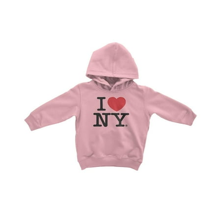 Large I Love Ny Kids Hoodie Light Pink