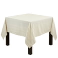 thumbnail image 3 of Fennco Styles Modern Stitched Line Tablecloth 70" W x 70" L - White Woven Table Cover for Home Décor, Dining Table, Banquet, Family Gathering, Holiday and Special Occasion, 3 of 4