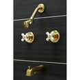 thumbnail image 2 of Kingston Brass KB247PX Victorian Tub and Shower Faucet with Porcelain Handles, Brushed Brass, 2 of 5