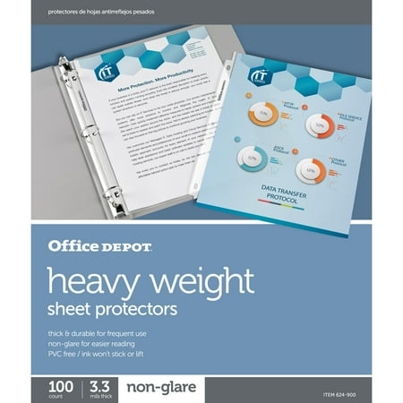 UPC: 0735854721145 | Office Depot Heavyweight Non-Glare Sheet Protectors  8 1/2in. x 11in.  Clear  Pack Of 100  97124