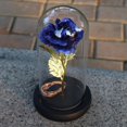 thumbnail image 1 of Valentine‘s Day Artificial Gold Foil Rose Flower and LED Night Light String In Glass Dome On Wooden Base (Battery Not Included), 1 of 5