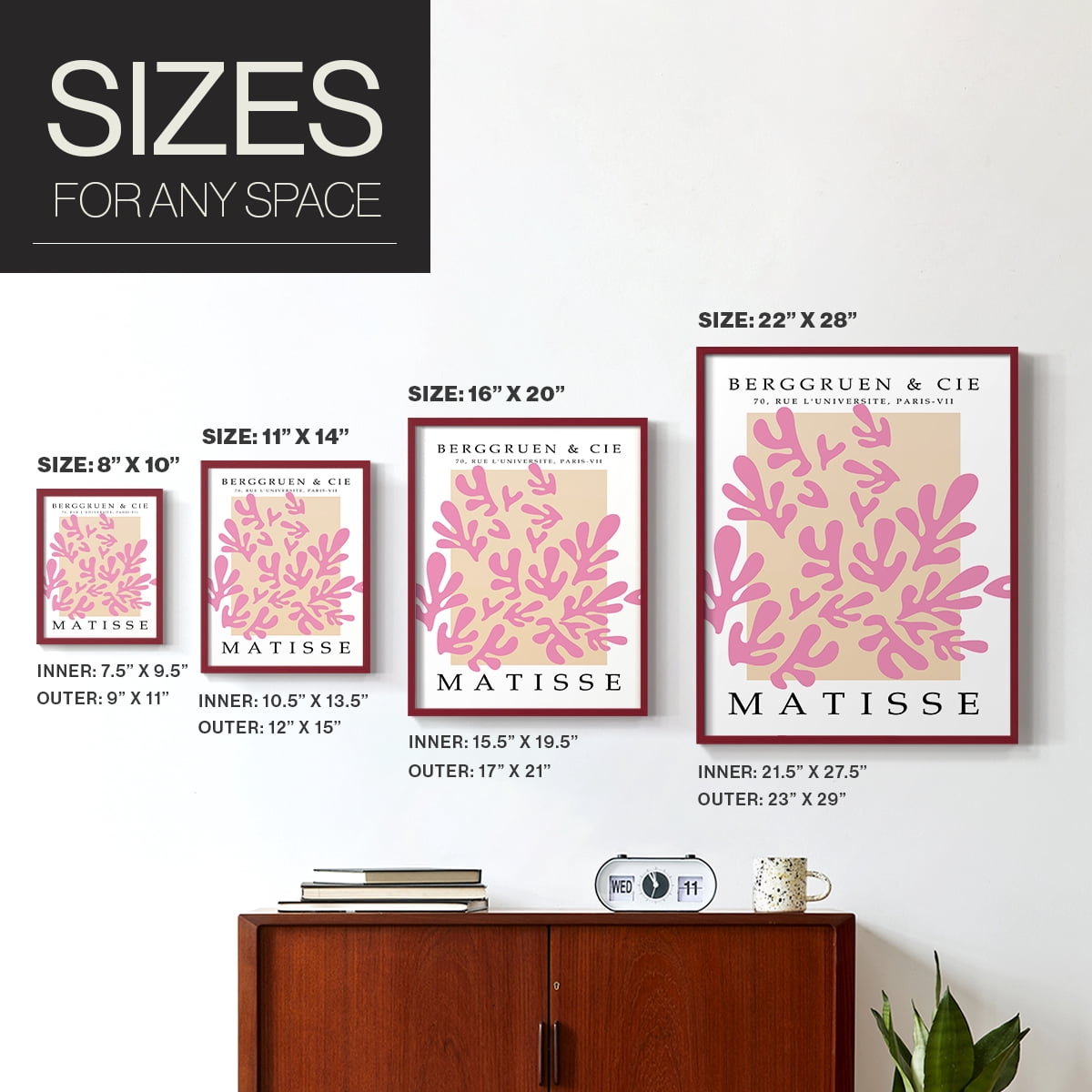 Matisse CCCXXXII in Red Solid Wood 22 x 28 Framed Print