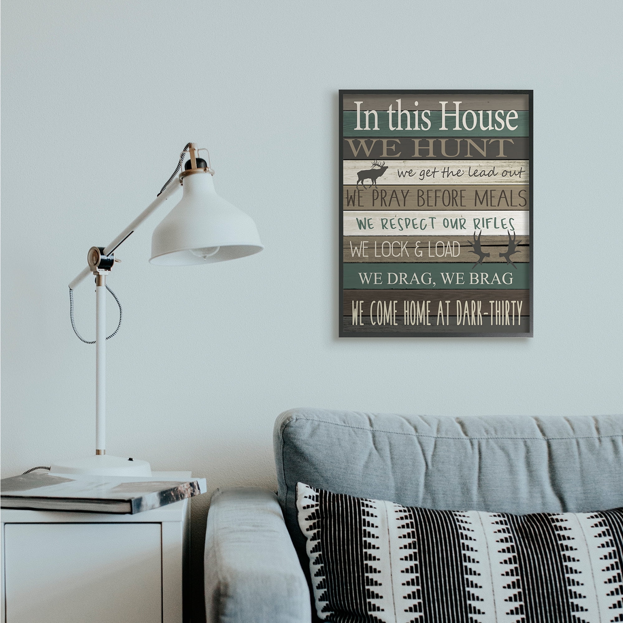 Stupell Industries Rustic Family House Rules Green Brown Tan Black Framed by Kim Allen