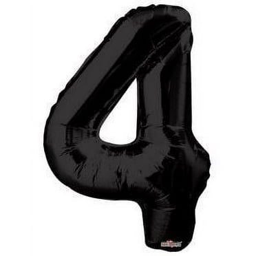 34 inch Kaleidoscope Number 4 - Black Foil Mylar Balloon - Party Supplies Decorations