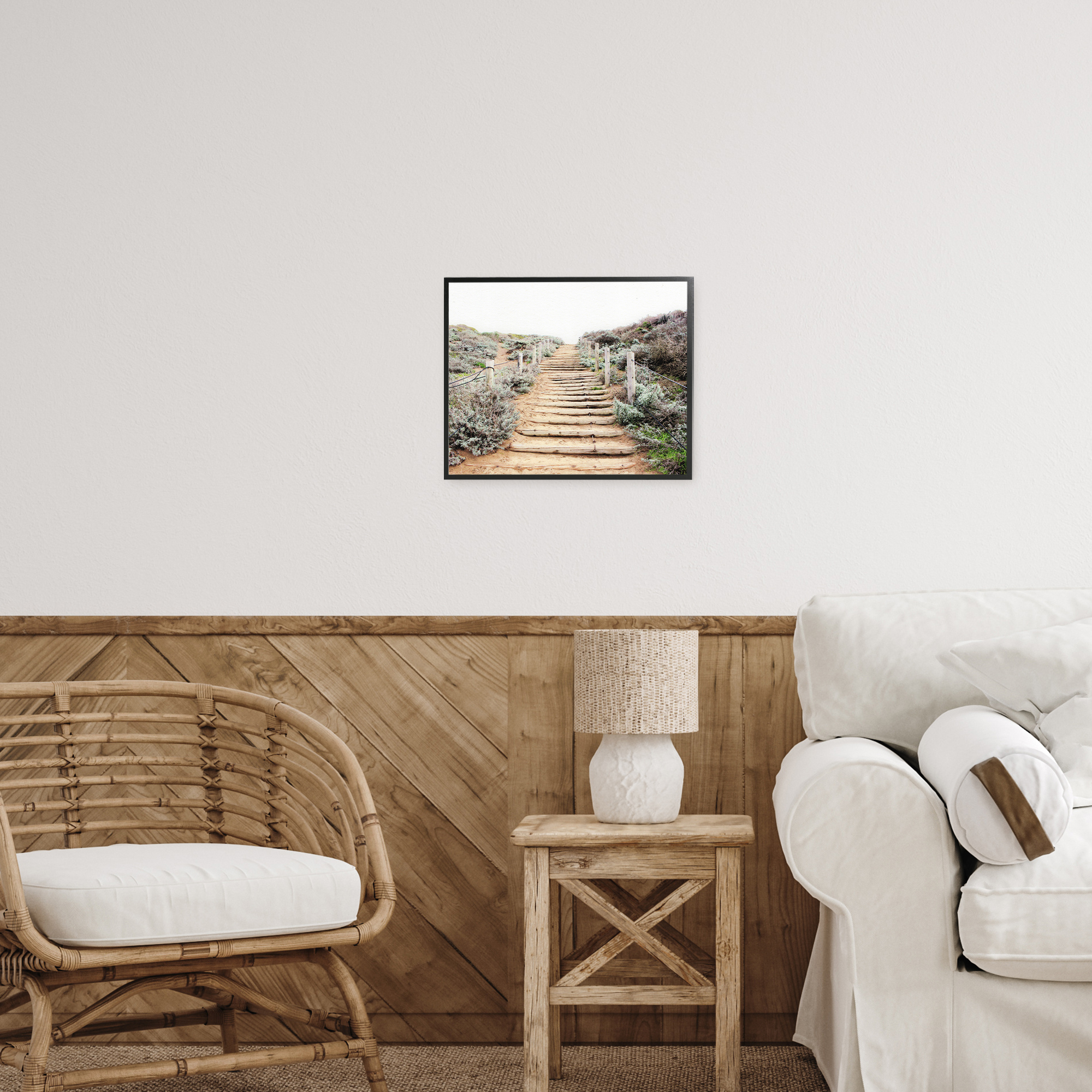 Wooden Stairway to Heaven Black Framed Giclee Art, design by Leah Noel Art