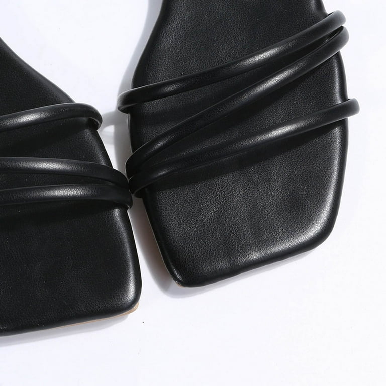◆PAES◆ Square Panel Sandal Black Summer Savings! Zpanxa Slippers for Women New Fashion Thin