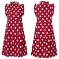 thumbnail image 4 of IROINNID Round Neckline Dress For Women Sleeveless Dot Mini Casual Mock Neck Summer Holiday Shift Dress Knee-Length Prints A-Line Dress, 4 of 8