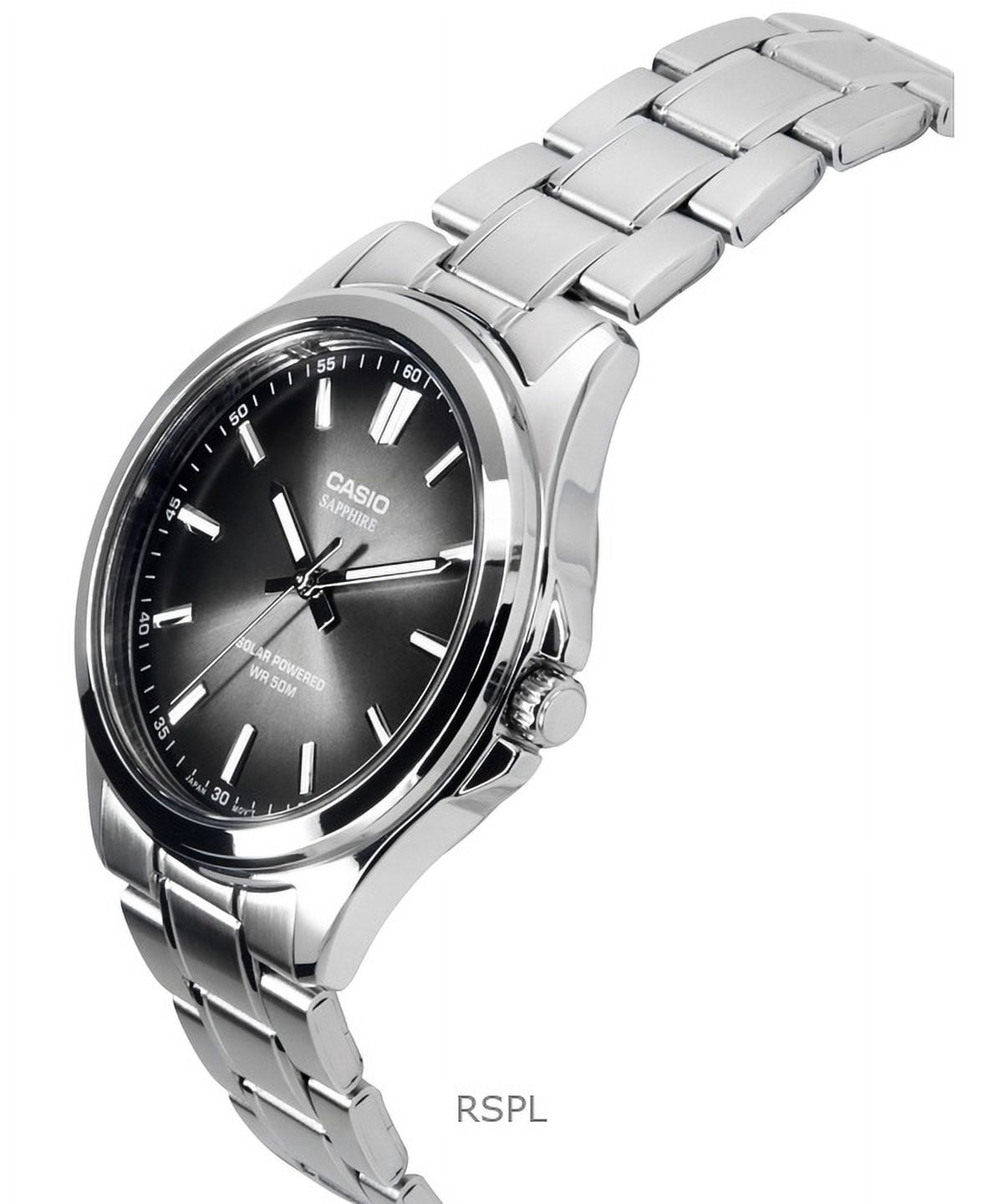 Casio Standard Analog Stainless Steel Black Dial Solar MTS-RS100D-1AV Men's Watch