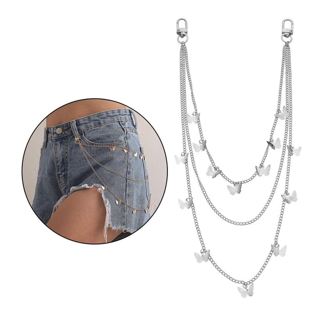 Street Cinturón en apariencia de Mariposa, Cadena de cinturo para Hombres, Mujeres, Pantalones, Cadena, Joyería de Múltiples Capas