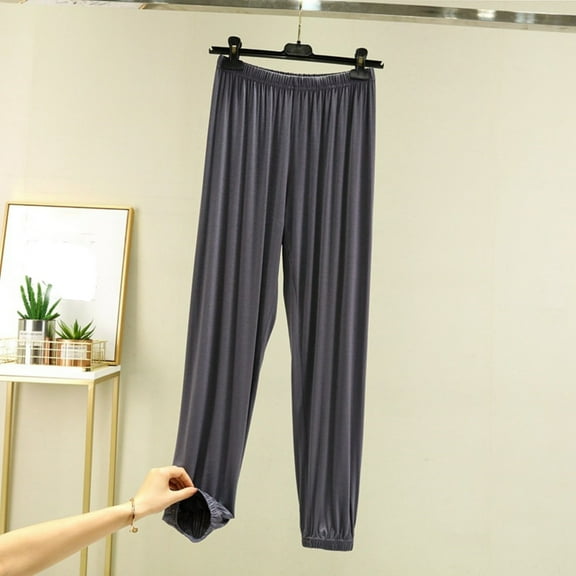 Simua Womens Modal Cotton Pants Soft Sleep Pants Solid Color Elastic Waist Lounge Trousers Dark Gray M