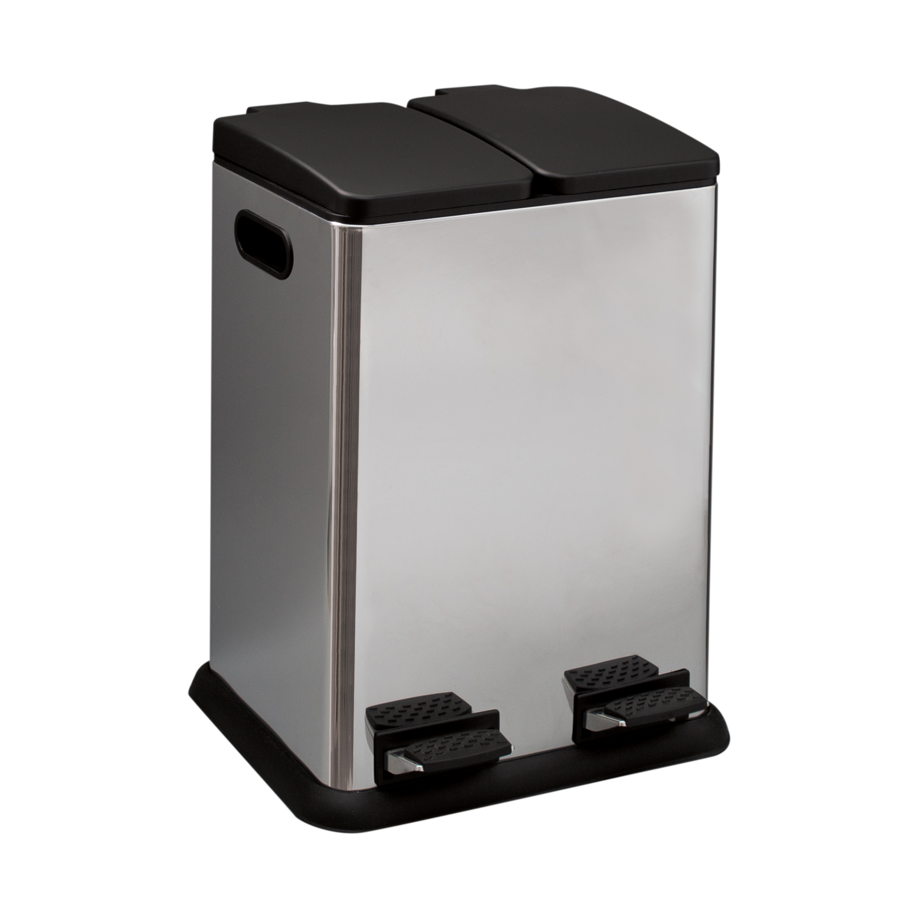 Organize It All 2 Compartment 40 Liter Step-on Recycling Bin in Stainless Steel, 18.37” x 17” x 24”