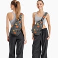 thumbnail image 6 of Sling Backpack,Gray Halloween Pumpkins Bats and Faces Sling Bag with Water Bottle Holder,Waterproof Sling Bag for Men/Women with Headphone Jack for Hiking,Travel, 6 of 6