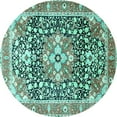 thumbnail image 1 of Ahgly Company Machine Washable Indoor Round Persian Turquoise Blue Traditional Area Rugs, 7' Round, 1 of 4