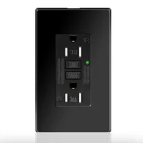 20 Amp Ground Fault Receptacle Gfci Gfi Outlet Black With Decorative Wall Plates