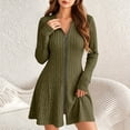 thumbnail image 2 of Oksale Womens Sweater Dresses Soft Cozy Long Sleeve Zipper Ribbed Dress Bodycon Mini Dress Knit A-Line Fall Dresses 2026 Green S, 2 of 6