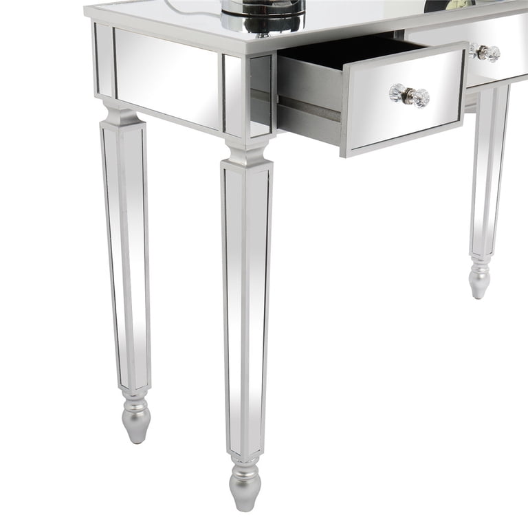 Ktaxon Mirrored Console Table Sofa Vanity Table with 3 Drawers