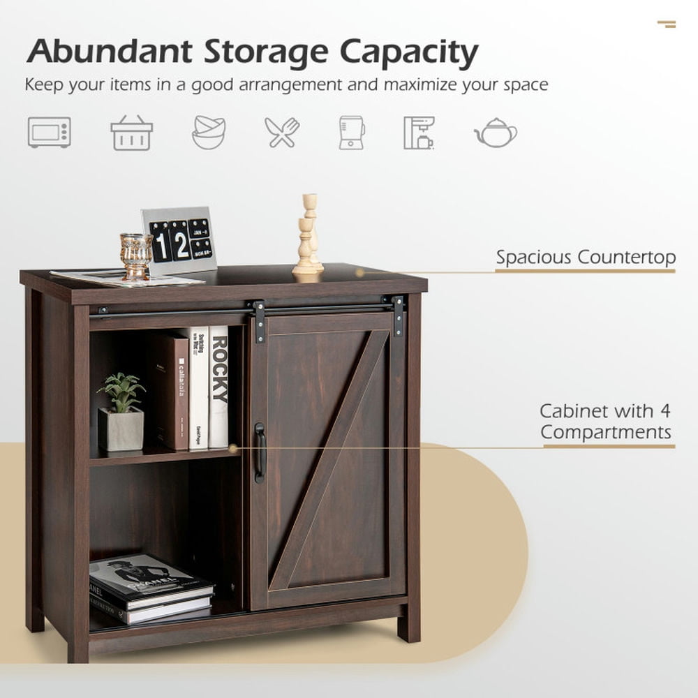 Finihen Kitchen Storage Cabinet, Buffet Sideboard, Freestanding Kitchen Buffet Storage Cabinet with Sliding Barn Door, for Dining Room, Kitchen, Living Room, Rustic Brown Finihen Kitchen Storage Cabinet, Buffet Sideboard, Freestanding Kitchen Buffet Storage Cabinet with Sliding Barn Door, for Dining Room, Kitchen, Living Room, Rustic Brown